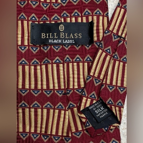 Bill Blass Black Label Silk Gold Burgundy 58” Long 4” Wide - Picture 2 of 6